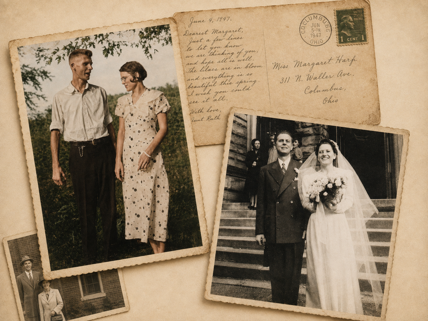 Family photographs and correspondence from Mary Harper's archive